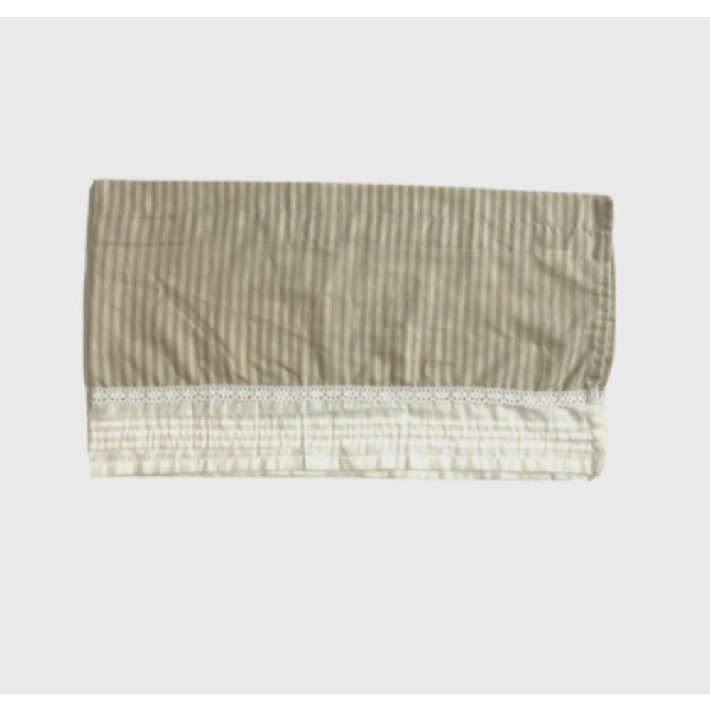 1 Ellery Home Brown Tan Ivory Valance Striped Short Curtain Lace Window Decor